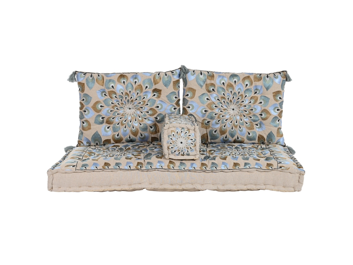 Conjunto de 4 Poltronas Duplas em Algodão, Azuis, 150x76x20cm ALEXANDRA HOUSE LIVING