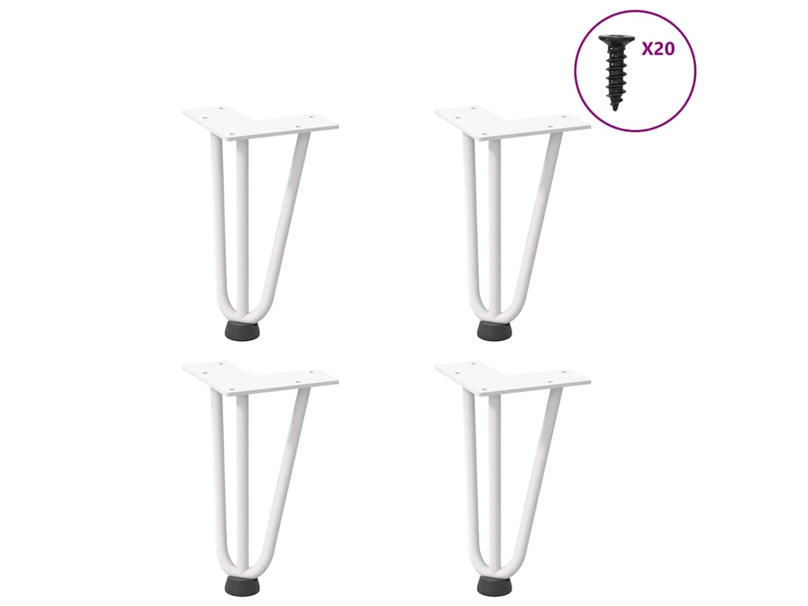 Vidaxl Pernas De Grampo Para Mesa De Centro 4 Peças, Branco, 20 Cm, Aço Maciço