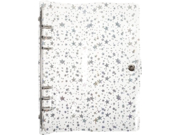 Capa para caderno Abaodam A5 transparente com estampa de estrelas, 6 argolas, em PVC, ideal para diários e álbuns.
