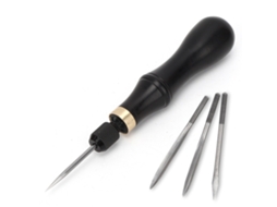 Kit de Furador de Costura 4 em 1 com Cabo de Ébano para Trabalhos Manuais em Couro e Tecido. AQUAFORGE