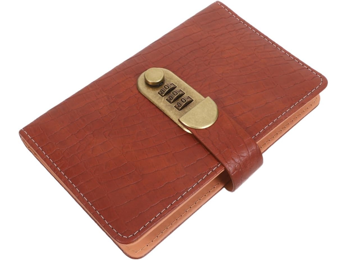 Caderno Organizador De Poupança Com Proteção Por Senha, 18x10 Cm, Pasta De Dinheiro Em Couro Pu Resistente Para