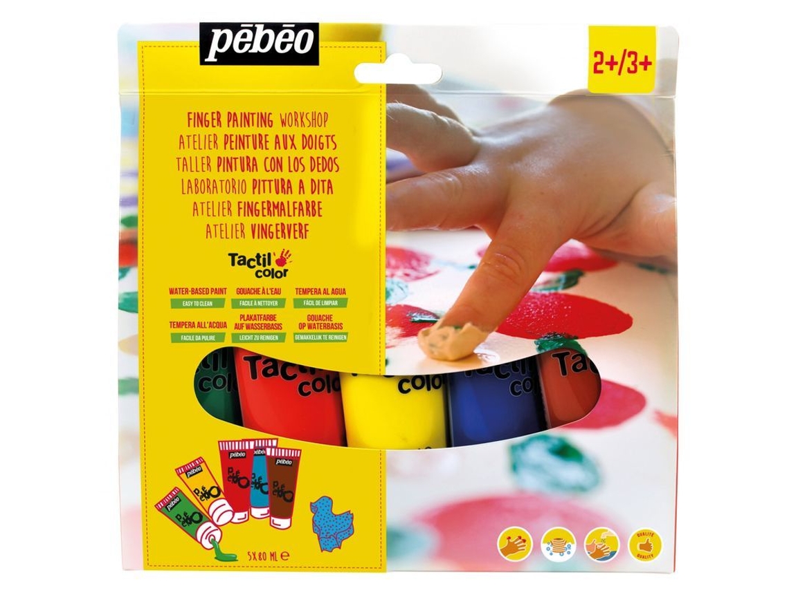 Conjunto 5 Guaches À Base de Água + Almofada de Espuma 5 X 80 ml PÉBÉO
