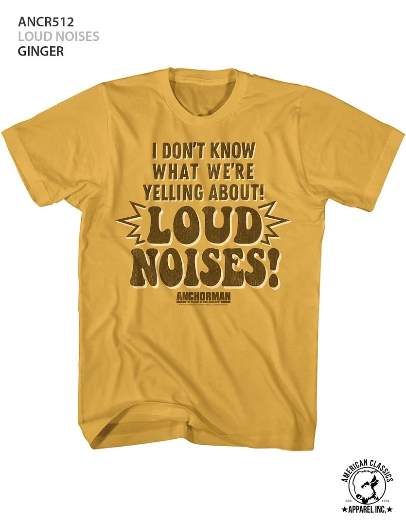 Rockinstone Anchorman Movie Loud Noises Solid Ginger Adult T-shirt Size:xl