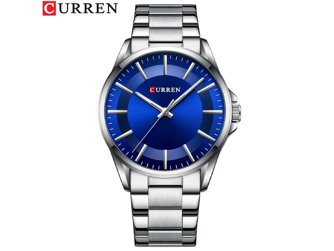 Relógio de Quartzo À Prova D'água , Estilo Simples, Pulseira de Aço. MDUG (azul Prateado)