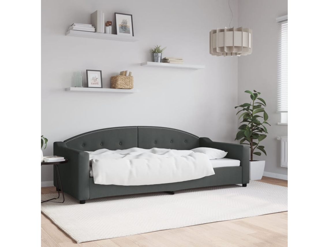 Vidaxl Sofá-cama 90x200 Cm Tecido Cinzento-escuro