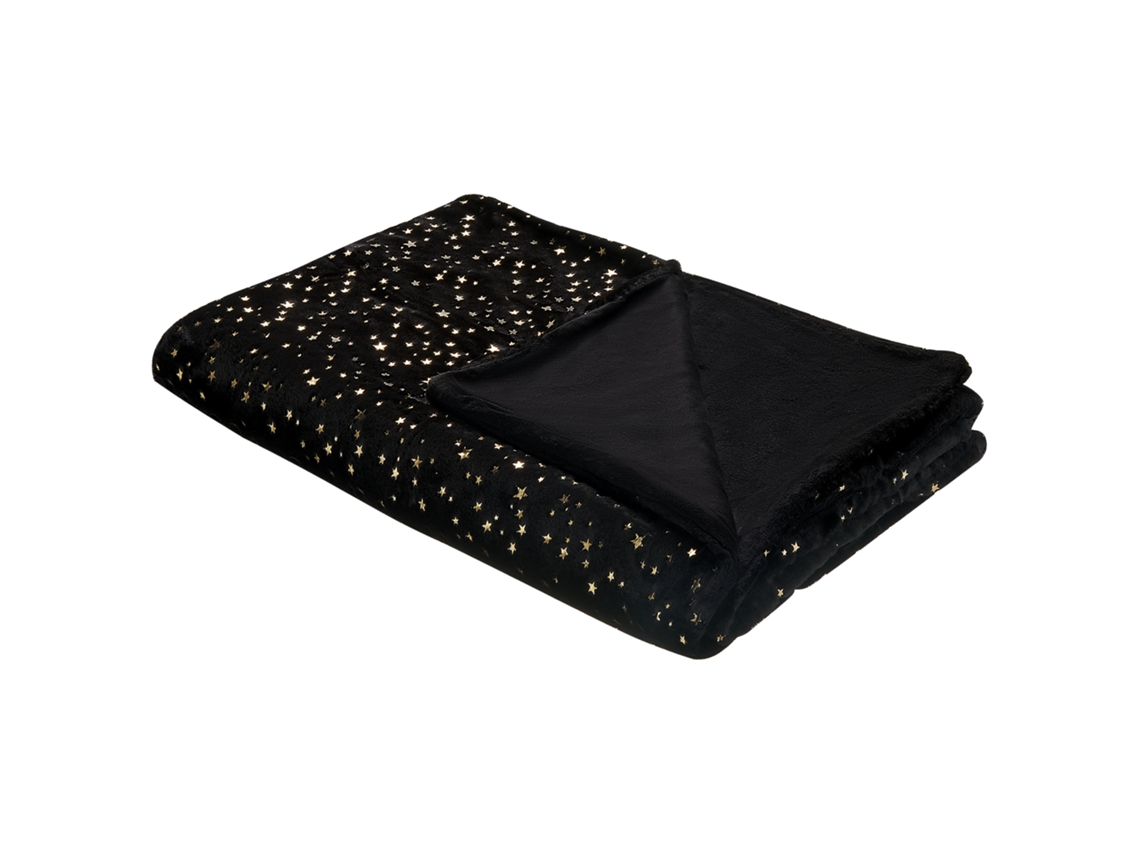 Colcha Decorativa Beliani Alazeya De Poliéster Negro 130x180x1
