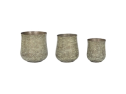 Conjunto de 3 Vasos de Alumínio Patinado Verde, 44x44x46cm ALEXANDRA HOUSE LIVING