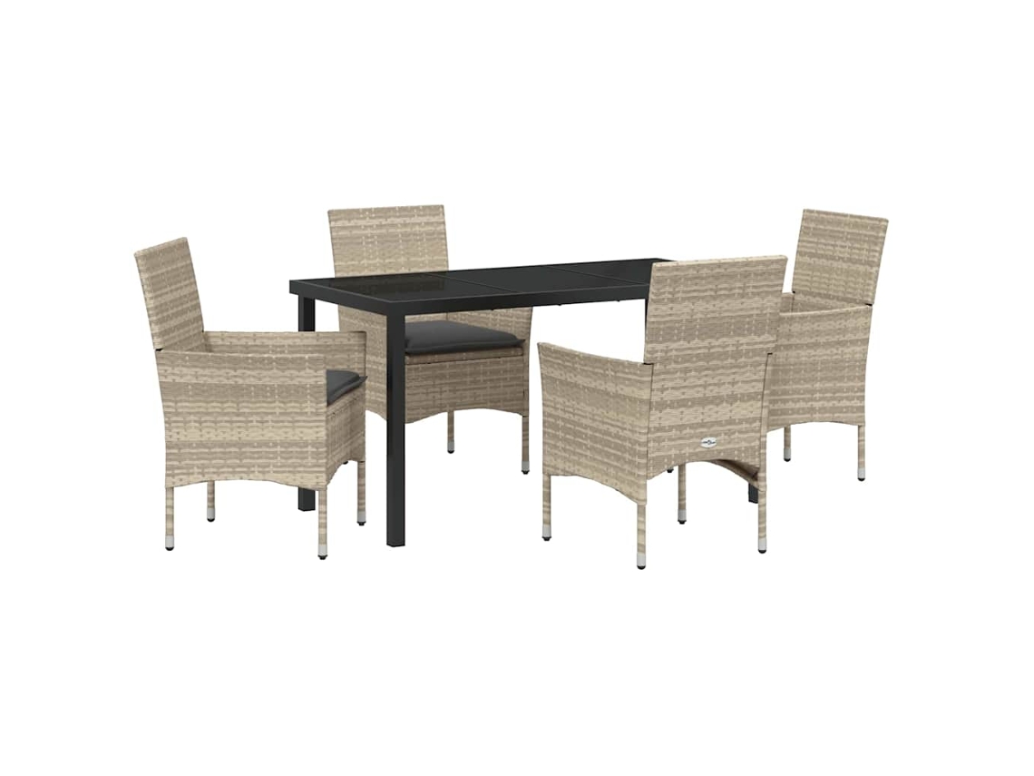 Conjunto de Jantar para Jardim 5 Pcs - Móveis de Jardim para Refeição Cinzento claro Vime Pe HARLANV1