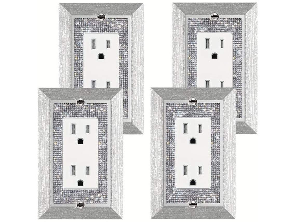 Peças. Capa Decorativa Para Interruptor Em Prata Brilhantevayotoy