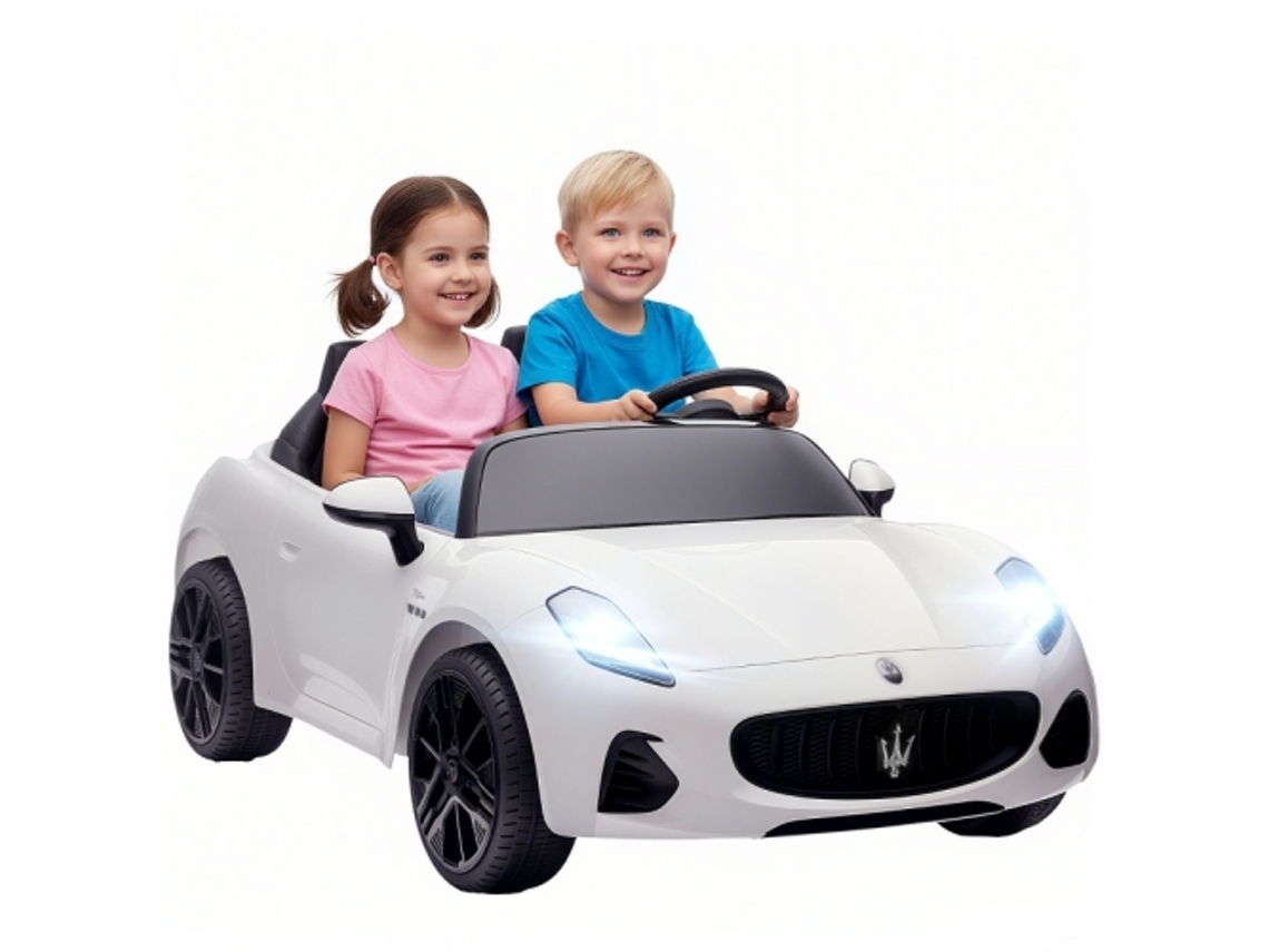 Carrinho Elétrico Infantil Maserati 12v Branco 2 Lugares Controle Remoto Led Ziwei Store