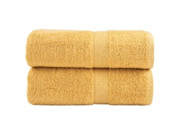 Vidaxl Toalhas De Rosto Premium Solund 2 Peças Douradas 30x30 Cm 600 G/m²