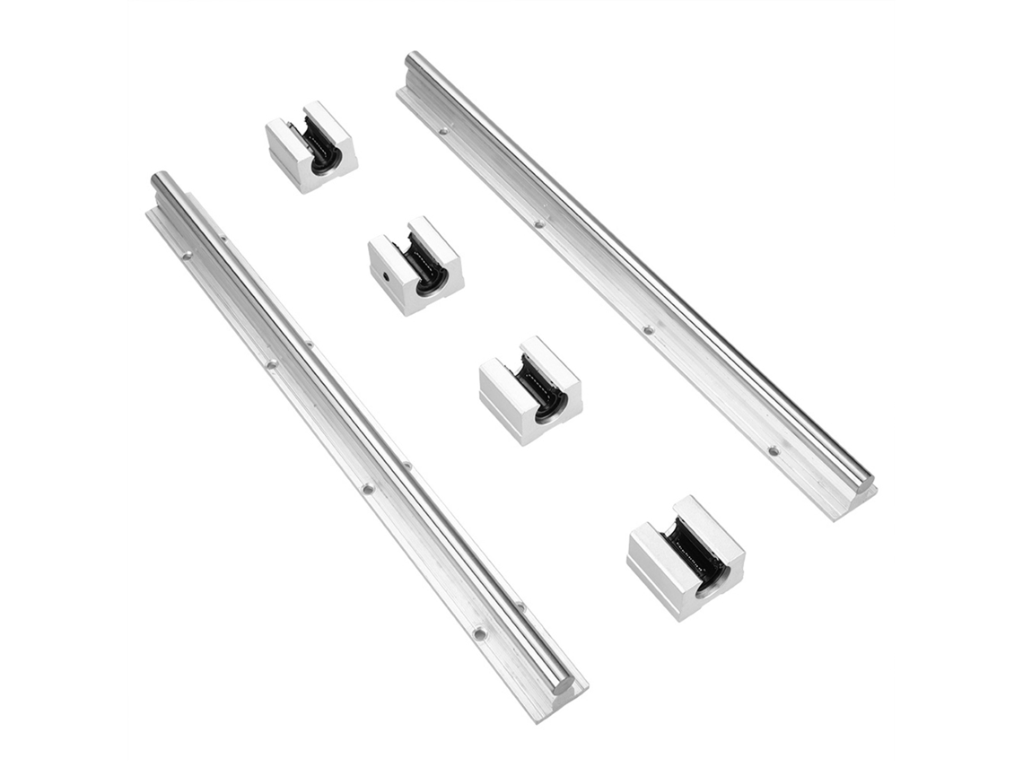 Kit 2 Eixos De Guia Linear Sbr12 400mm Com 4 Blocos De Rolamento Sbr12uu Aço Carbono Galvanizado