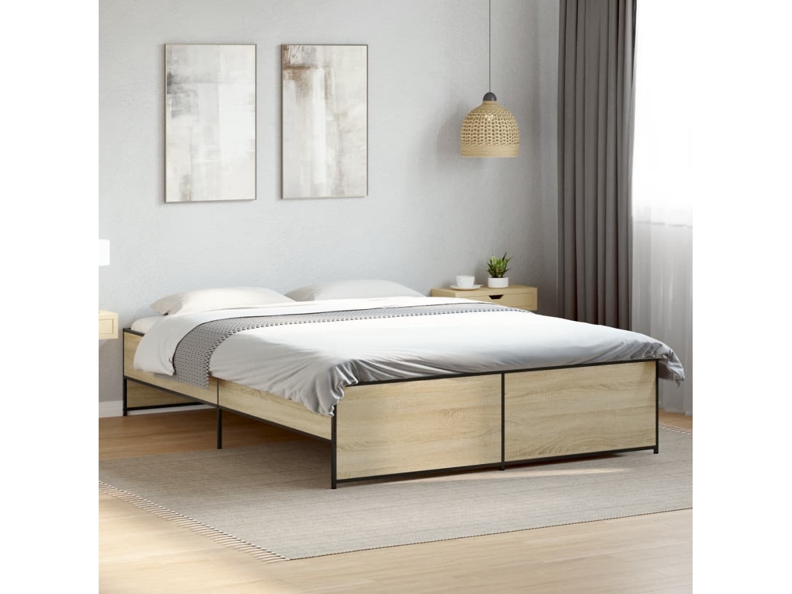 Estrutura De Cama 140x200 Cm Derivados Madeira/metal