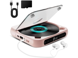 Leitor Cd Portátil Hifi Recarregável Compátivel Com Áudio Sem Fio E Com Para Uso Doméstico E Em Viagens