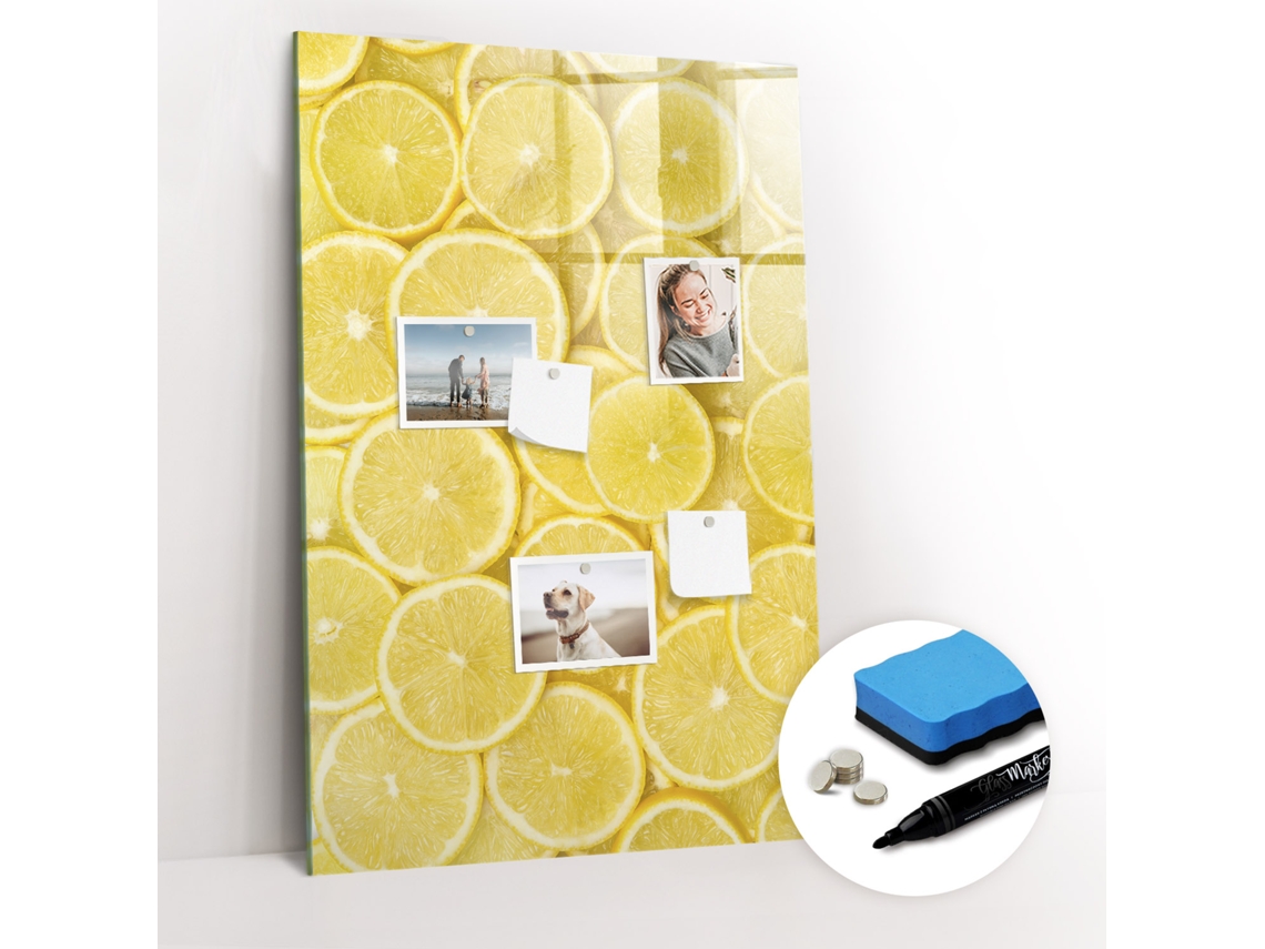 Quadro Magnético Fatias De Limão Para A Sala De Estar Espelharte (60x90 Cm)