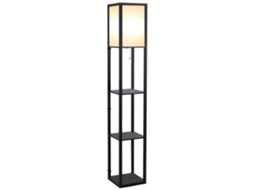 Prateleira Abajur de de Pé 26l X 26l X 160h Cm 3 Prateleiras 4 Níveis Mdf Preto