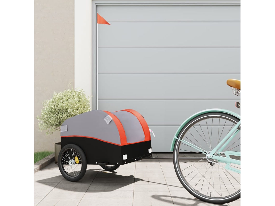 Vidaxl Reboque Para Bicicleta 30 Kg Ferro Preto E Laranja