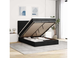 Vidaxl Estrutura De Cama Otomana Com Colchão 140x200 Cm Tecido Preto