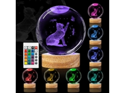 Luminária Noturna Em Formato De Bola Cristal 3d Gato, 8,9 Cm, Com 16
