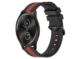 Pulseira De Relógio Lurelia Para Garmin Garminmove Style 20 Mm Vertical Two Color Silicone Preto Vermelho
