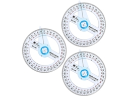 Régua circular multifuncional de 3 peças para transferência, feita de plástico resistente, ideal para decoração escolar.
