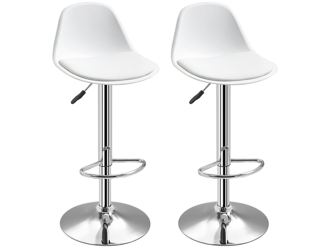 Conjunto de 2 Banquinhos. Cadeiras de Bar. Cadeiras Giratórias com Encostos. Ajustável em Altura. Até 120 Kg. 41 X 42 X 82 104 Cm. Branco Ge