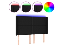 Led Headboard, Led Headboards Vidaxl Preto Tecido (147 X 16 X 118/128 Cm)