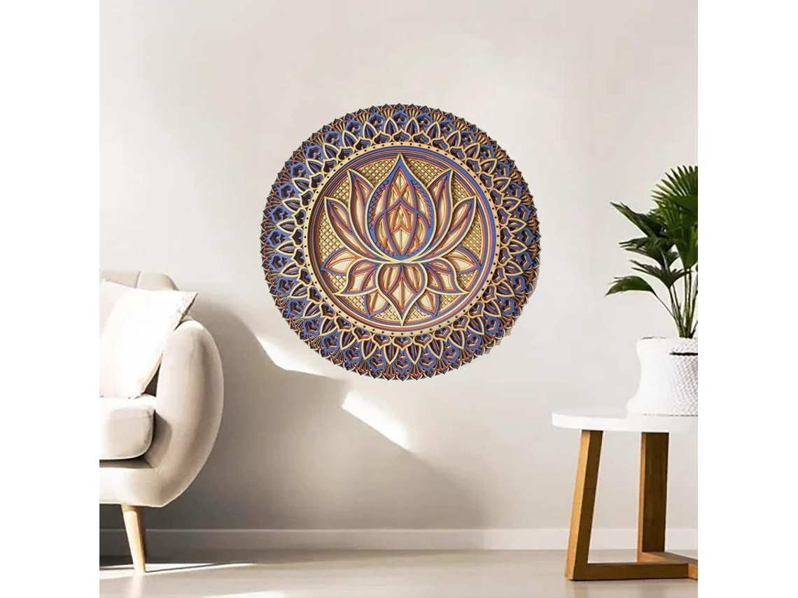 2026 arte de Parede Mandala Flor de Loto Pendente de Metal Decoração Boêmia Quarto 30x30cm