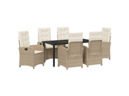Maison Exclusive - Conjunto De Jantar Para Jardim Com Almofada 7 Pcs Bege Vime Pe