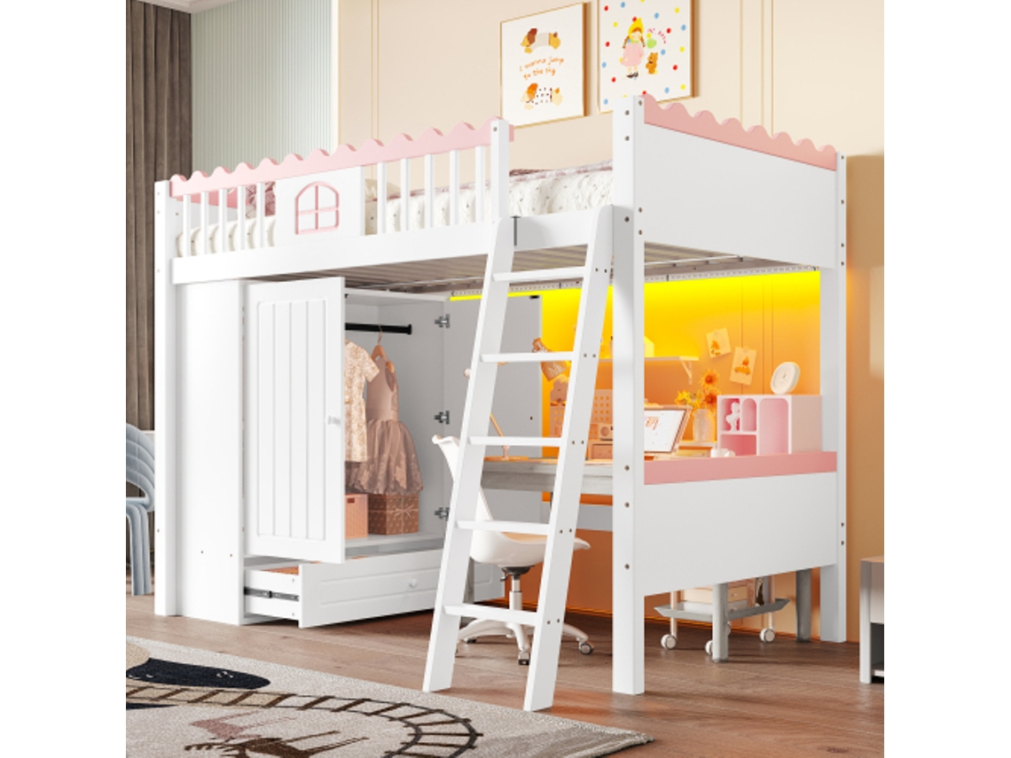 Cama infantil de 90x200cm, feita de madeira, design robusto, durável, design prático, fácil de montar, qualidade superior, colchão não incluído.
