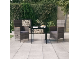 Vidaxl 3 Pcs Conjunto De Jantar Para Jardim Com Almofadões Cinzento