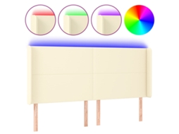 Maison Exclusive - Cabeceira Cama C/ Led 163x16x118/128 Cm Couro Artificial Crème