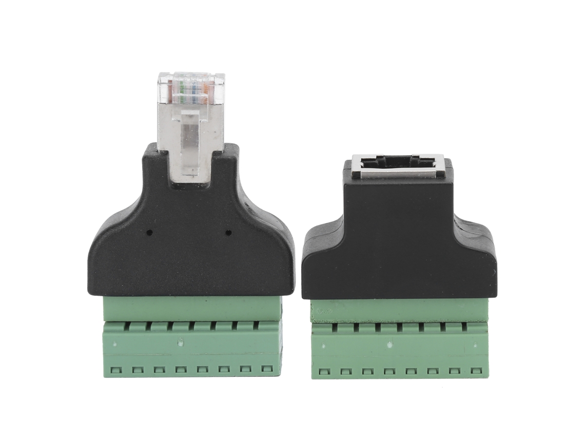 2pcs Adaptador Conector Rj45 Fêmea Macho Para Terminal Parafuso 8 Pino Cctv Dvr Digital