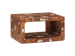 Conjunto 1 Mesa De Cabeceira Rústica Vidaxl Castanho Madeira Recuperada Maciça (45 X 30 X 24 Cm)