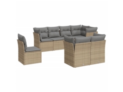 Conjunto de 8 Sofás para Jardim com Almofadões Vime Pe Bege MAISON EXCLUSIVE (8 pcs)