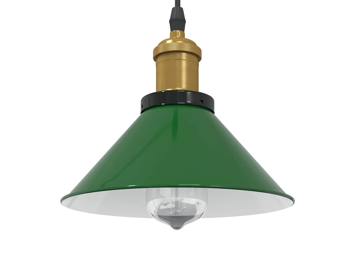 Vidaxl Candeeiro Suspenso Regulável Altura E27 Verde Brilhante Ø22cm