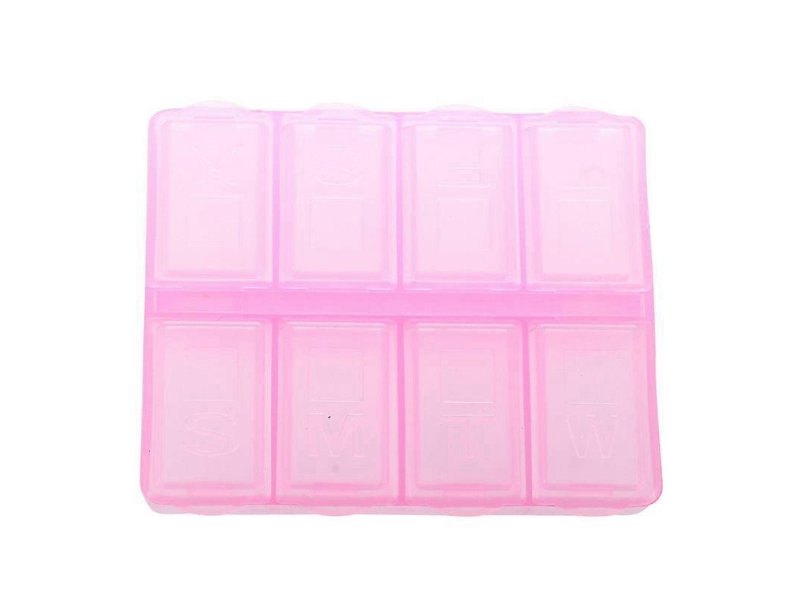 Caixa De Comprimidos Retangular De Plástico Com 8 Compartimentos, Rosa. Nostalgia88