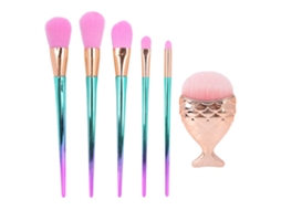 Set De 6 Brochas De Maquillaje Para Labios, Polvos Y Sombras De Ojos Con Pinceles Suaves Y Portátiles