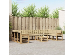 Vidaxl Conjunto De Sofás Para Exterior 11 Unid. Branco E Bege