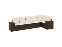 Conjunto de 6 Sofás Jardim com Almofadões Vime Pe Castanho MAISON EXCLUSIVE (80x200 cm)