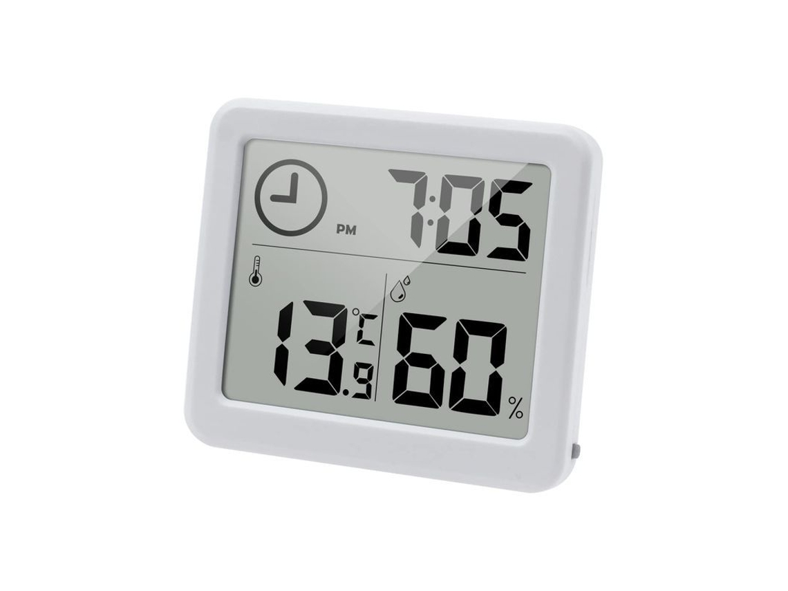 Termômetro Higrômetro Digital Interno Com Relógio Tela Lcd Grande Precisão Temperaturas E Umidade