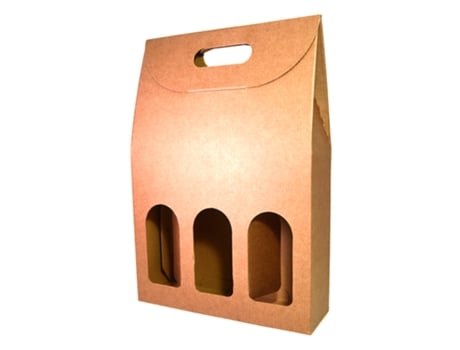 25X Caixa de Cartão Castanho Vazia para 3 Garrafas de Vinho 27X9X40Cm ESPIRITO REBELDE