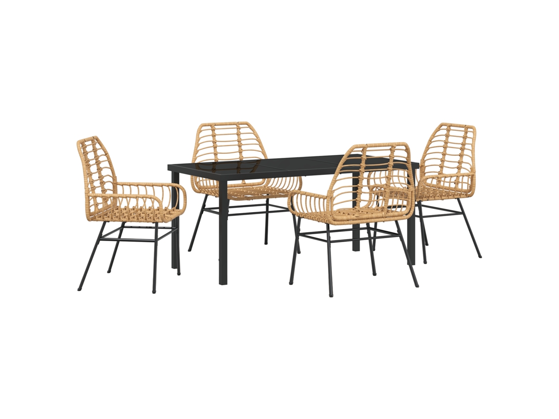 Conjunto 5 De Jantar De Jardim Vidaxl Marrom Polyrattan