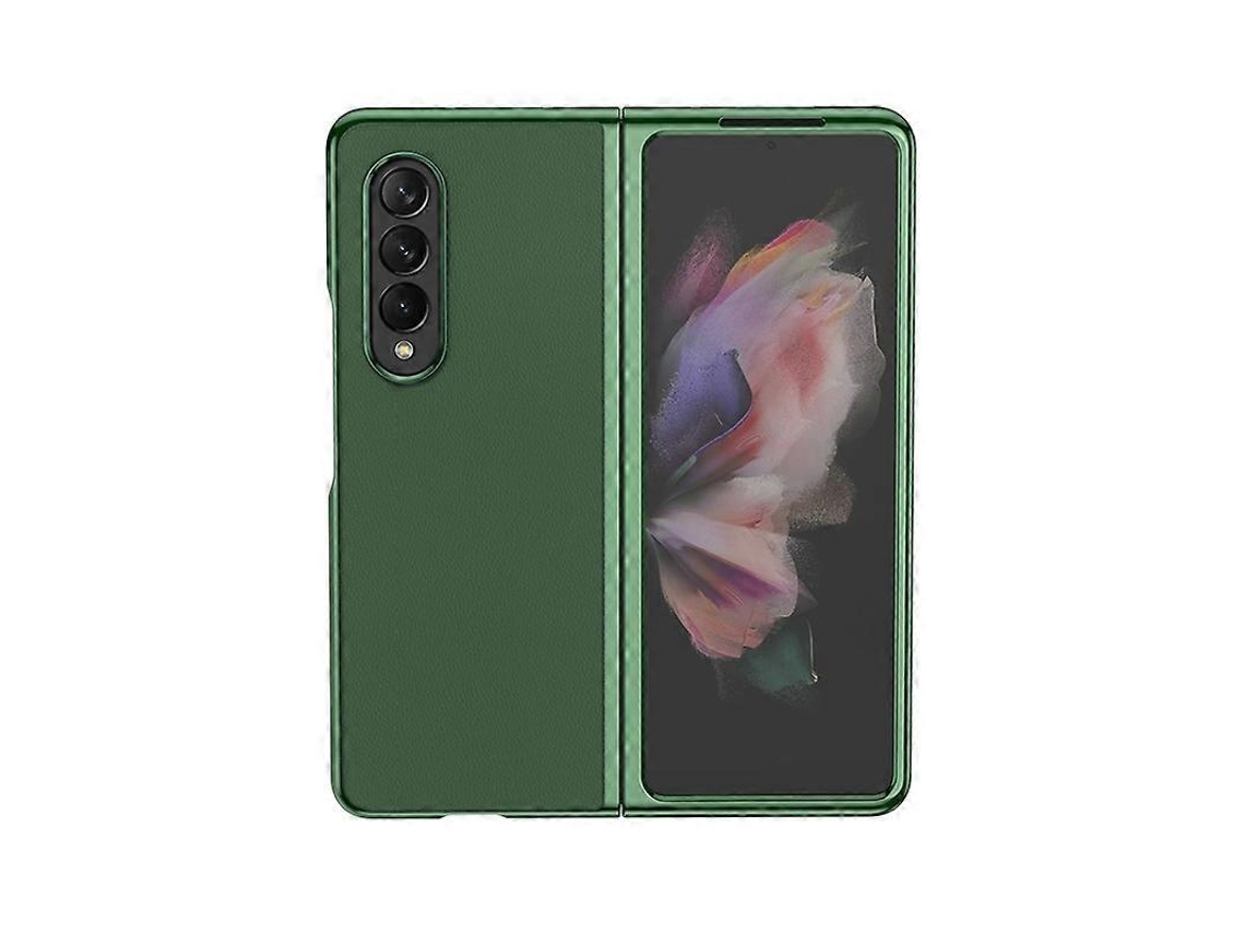 Capa Dobrável Em Couro Liso Com Acabamento Galvanizado Para Samsung Galaxy Z Fold3