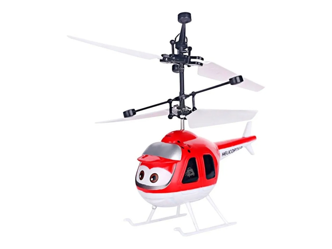 Helicóptero mini recarregável com controle remoto animado, luz e liberação automática USB vermelho