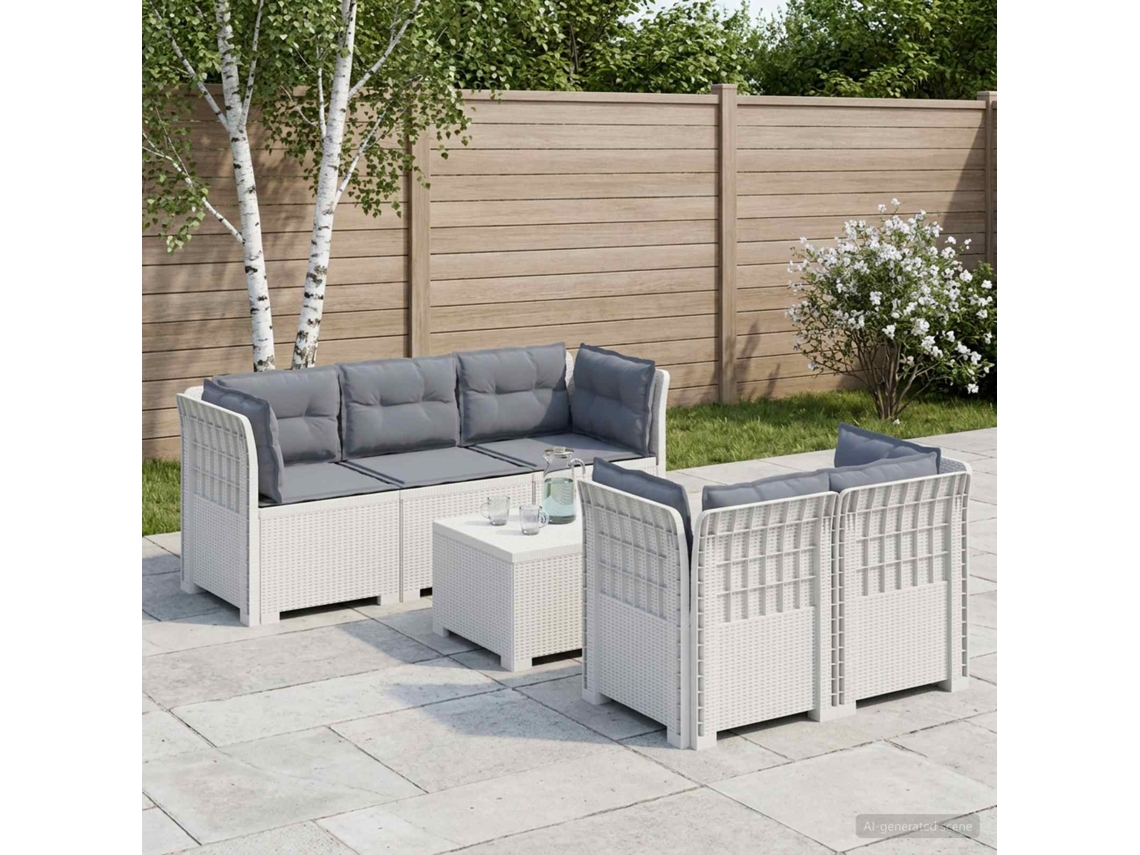 Vidaxl Sofá De Jardim De 5 Pessoas Com Almofadas Visual De Rattan Pp