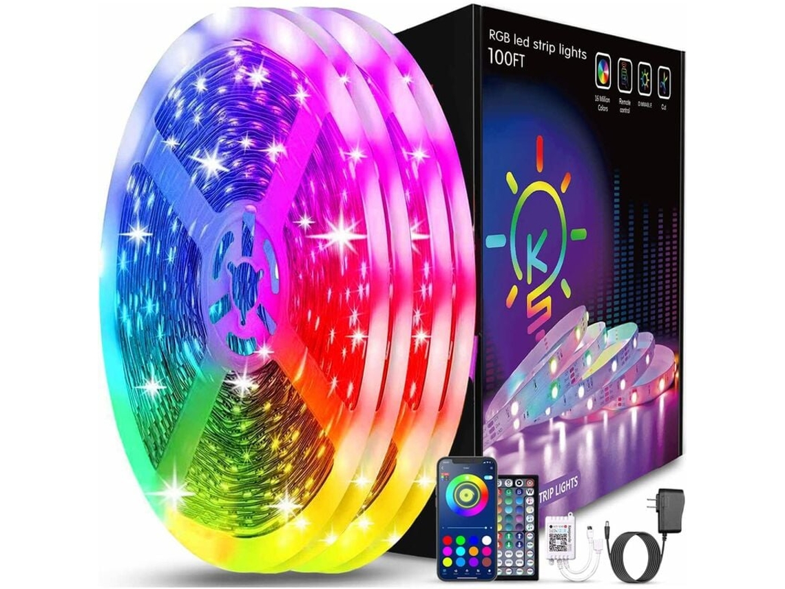 Lurelia Fita Led Rgb 5 M, 44 Botões, Bluetooth, App, Comando Remoto, Resistente À Água