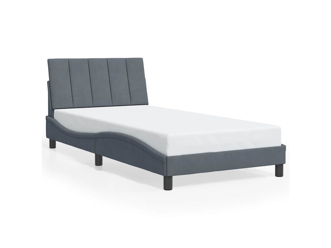 Estrutura de Cama Hanko em Veludo Cinzento Escuro 100x200 cm