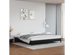 Estrutura De Cama 200x200 Cm Couro Artificial Preto