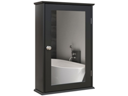 Armário de banheiro com espelho e porta com fecho magnético, 41x14x60cm, preto, E-TOWN COMMERCE GMBH